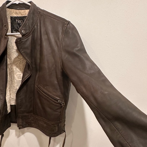 Free People Brown Genuine Leather Jacket - Picture 4 of 5